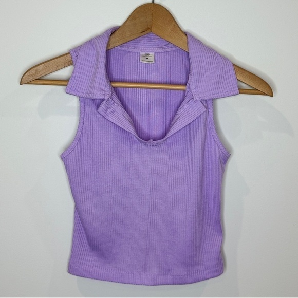SSS Purple Sleeveless Collared Crop Top (XS) - Picture 2 of 6